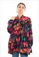 WILD BLOOM MULTI COLOR PRINT OVERSIZED SHIRT WITH TIE UP BOW