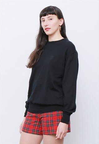 RARE 90'S VINTAGE VERSACE BLACK MERINO WOOL JUMPER