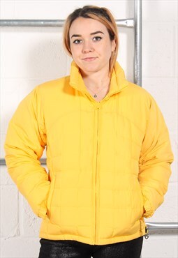 Vintage Columbia Puffer Jacket in Yellow Quilted Coat Medium