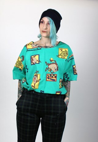 TAZMANIAN DEVIL TAZ HANDMADE BOX OVERSIZED TSHIRT