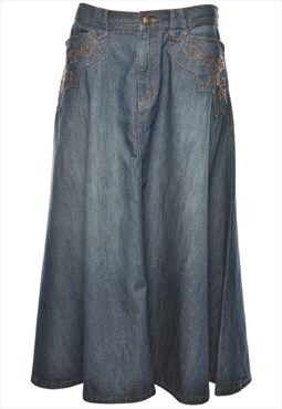 Vintage Flared Denim Skirt - L