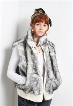 Vintage Y2K Faux Fur Gilet Jacket White