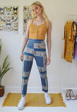 VINTAGE HIGH WAIST FLORAL TROUSERS