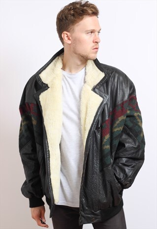 VINTAGE AZTEC NAVAJO FLEECE LINED JACKET