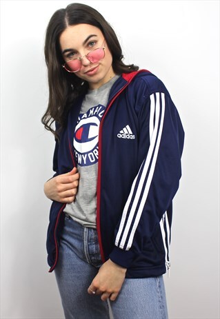 90'S RETRO NAVY SPELL-OUT HOODED JACKET