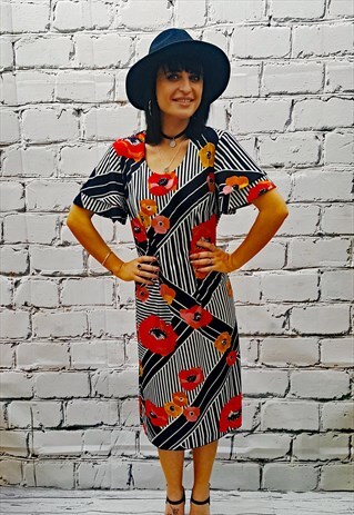 VINTAGE FLORAL BLACK DRESS