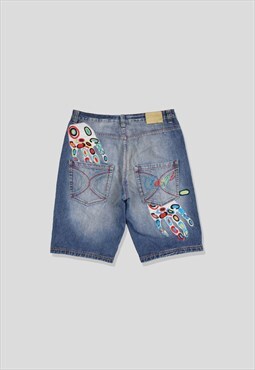 Vintage 90s Coogi Embroidered Baggy Denim Shorts in Blue