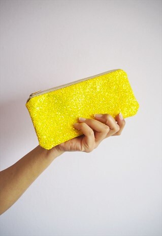 LEMON YELLOW GLITTER SUNGLASSES CASE