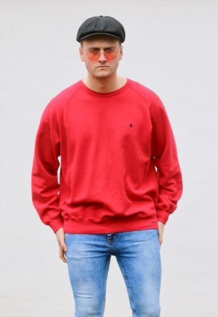 RALPH LAUREN USA LUST RED MINIMALIST SWEATSHIRT