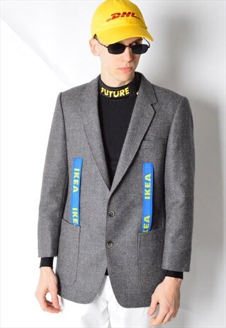 REWORKED VINTAGE 90S GREY WOOL BLAZER X IKEA