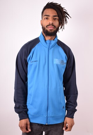 ADIDAS MENS VINTAGE TRACKSUIT TOP JACKET LARGE BLUE 90S