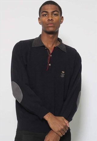 VINTAGE ICEBERG BUTTON UP LANA WOOL EMBROIDERED JUMPER BLACK