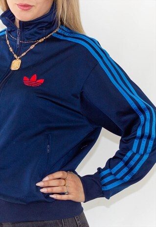 adidas trefoil jacket blue