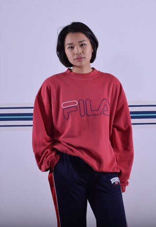RED EMBROIDERED FILA SWEATSHIRT