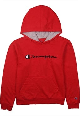 Vintage 90's Champion Hoodie Spellout Pullover Red XLarge