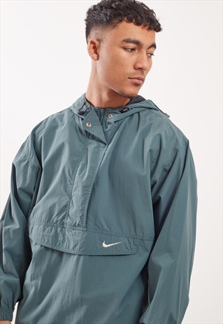 VINTAGE NIKE HOODED 1/2 ZIP SHELL JACKET