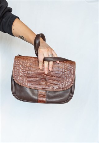VINTAGE 70S BOHO SHOULDER BAG IN REPTILE PATTERN