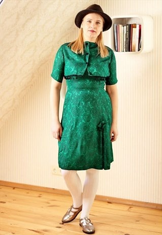 GREEN DRESS WITH BOLERO JACKET