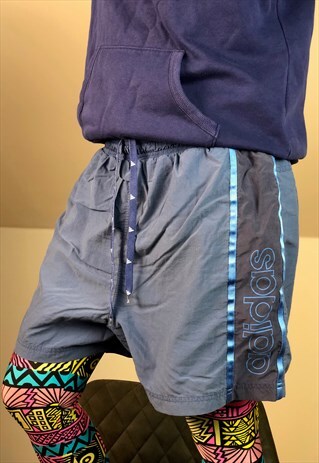 ADIDAS BLUE SWIMSUIT SHORTS WINDBREAKER SPORT 90S VINTAGE