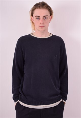 EMPORIO ARMANI MENS VINTAGE JUMPER SWEATER LARGE NAVY 90S