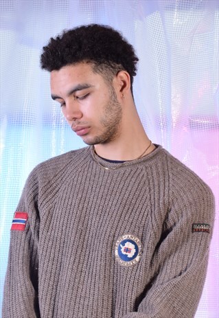 VINTAGE NAPAPIJRI BROWN KNITTED JUMPER