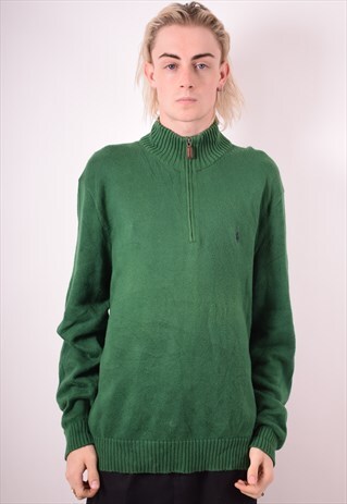 POLO RALPH LAUREN MENS VINTAGE JUMPER SWEATER XL GREEN 90S