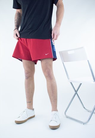 VINTAGE NIKE SWOOSH SPELLOUT PRINT SPORT SHORTS