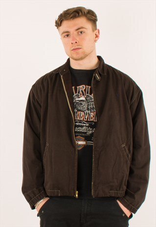 VINTAGE BROWN POLO RALPH LAUREN HARRINGTON JACKET LARGE