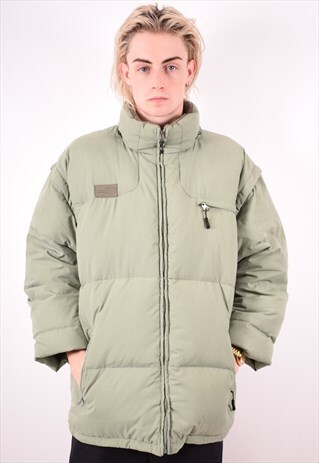 FILA MENS VINTAGE PADDED JACKET LARGE KHAKI 90S