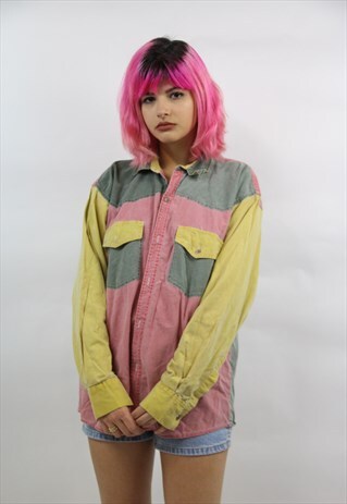 VINTAGE BLOCK PATTERNED 90'S SHIRT