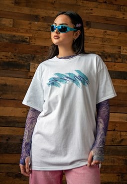Short Sleeved T-shirt in White with Jazz Cup Print