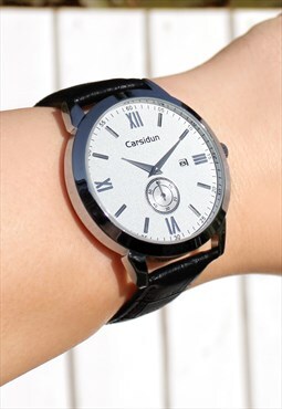 Silver Numeral Watch with Date