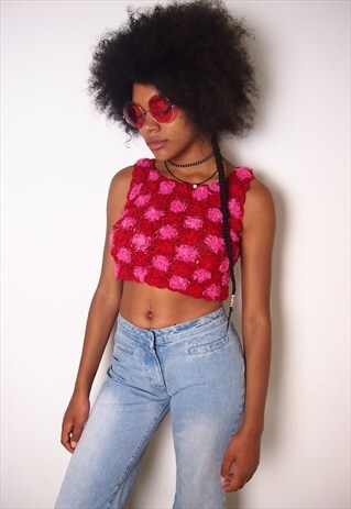 PINK FLUFFILY CROP TOP