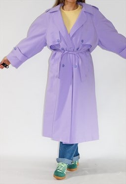 Vintage Lilac Oversized Belted Trench Mac Coat