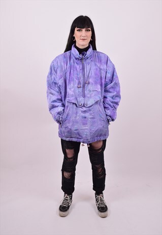 VINTAGE 80'S PURPLE SKI WINDBREAKER JACKET X LARGE UNISEX