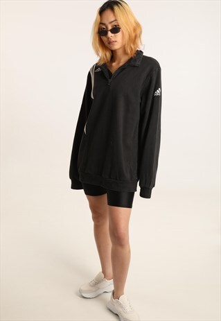 VINTAGE ADIDAS EMBROIDERED SPELLOUT 1/4 ZIP SWEATSHIRT