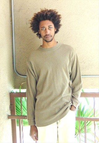 90S MINIMALIST CLASSIC LUXURY BROWN KNIT SWEATER TEE LARGE