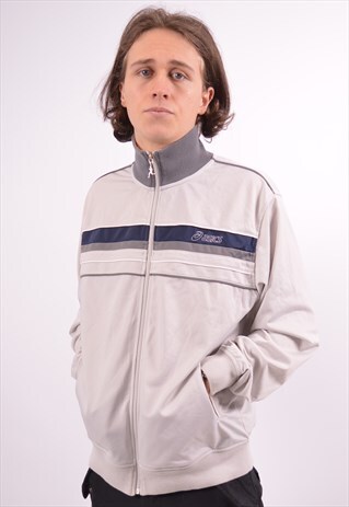 VINTAGE ASICS TRACKSUIT TOP JACKET GREY