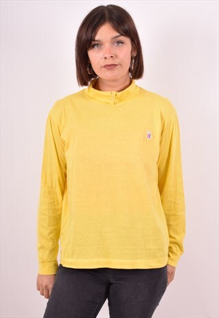 WOMENS VINTAGE TOP LONG SLEEVE LARGE YELLOW 90S