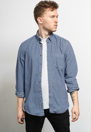 VINTAGE CORDUROY CORD SHIRT BLUE