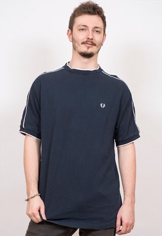 FRED PERRY NAVY BLUE T SHIRT