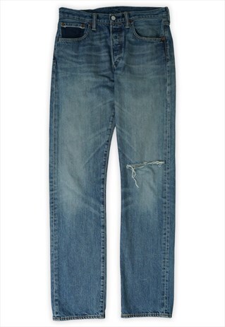 Vintage Levis 501 Blue Ripped Jeans Mens