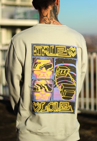 MOONGREY PULLOVER SWEATSHIRT WITH FRONT & BACK GRAPHICS