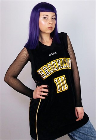 VINTAGE RARE VELVET 'BROOKLYN' LOGO TANK TOP / VEST / DRESS