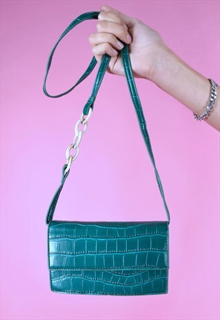 VINTAGE INSPIRED MINI BAG CROCODILE GREEN CROSS BODY