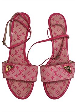 Louis Vuitton LV Sandals Pink Monogram Strappy 38 Vintage