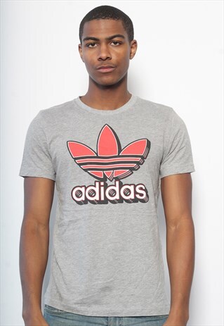 VINTAGE ADIDAS LOGO T-SHIRT GREY