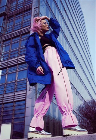 WINDBREAKER PARKA COAT IN ROYAL BLUE / INDIGO