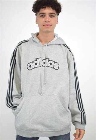 VINTAGE 90S ADIDAS GREY THREE STRIPE SWEATER