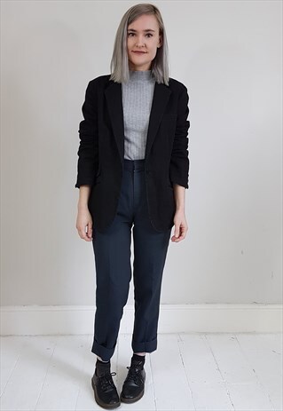 SECONDHAND Y2K BLACK DENIM AND VELVET JACKET BLAZER